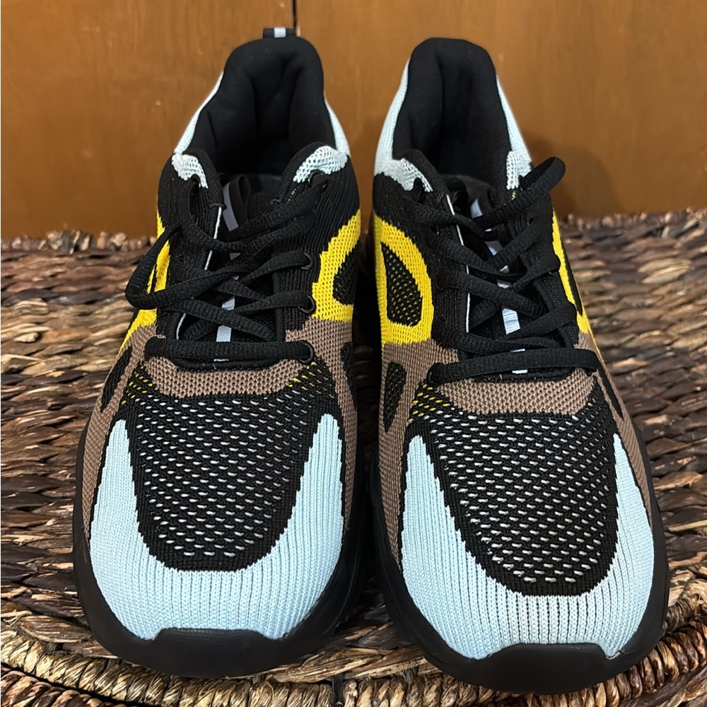 Stylish Women's Sneakers - Black, Yellow, Brown